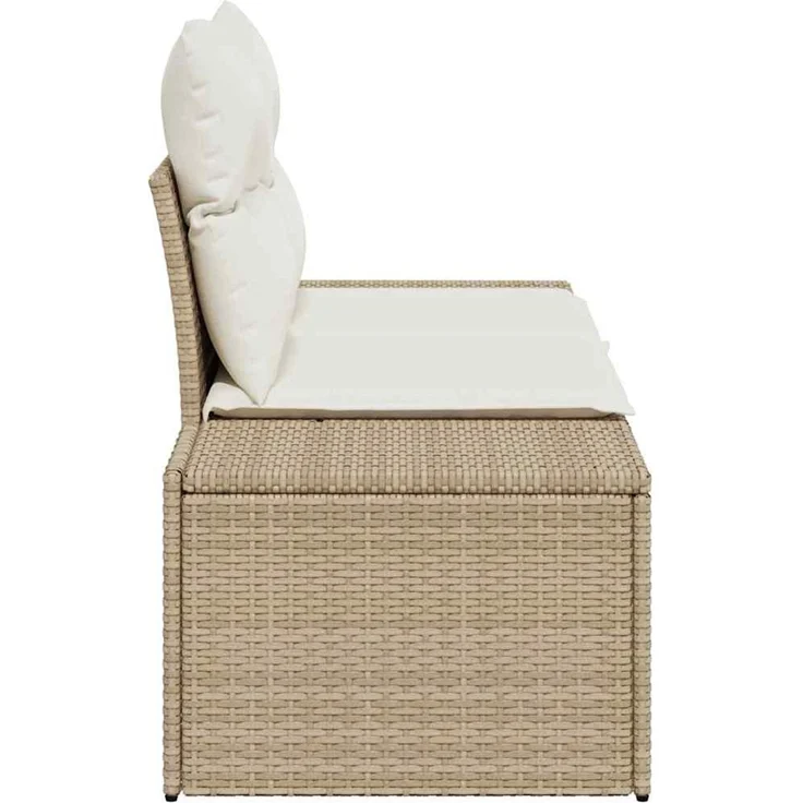 vidaXL Gartensofa mit Kissen Beige 184 x 62 x 69 cm Poly-Rattan 42006806 – Bild 4