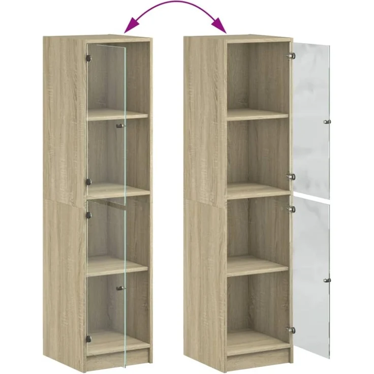 vidaXL Highboard mit Glastüren Sonoma-Eiche 35x37x142 cm 836436 – Bild 2
