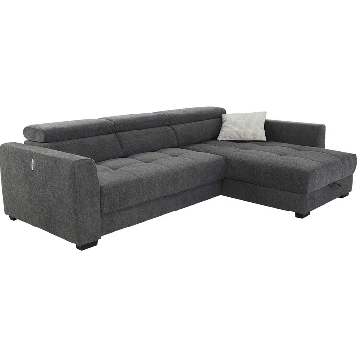 Jockenhöfer Gruppe Ecksofa SAN MARINO, Dunkelgrau, Webstoff, Bettkasten, Sitztiefenverstellung, Kopfteilverstellung, B 300 x T 196 cm – Bild 1