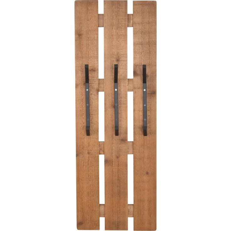 Massivholz Wandgarderobe mit 3 Haken, braun – Bild 2