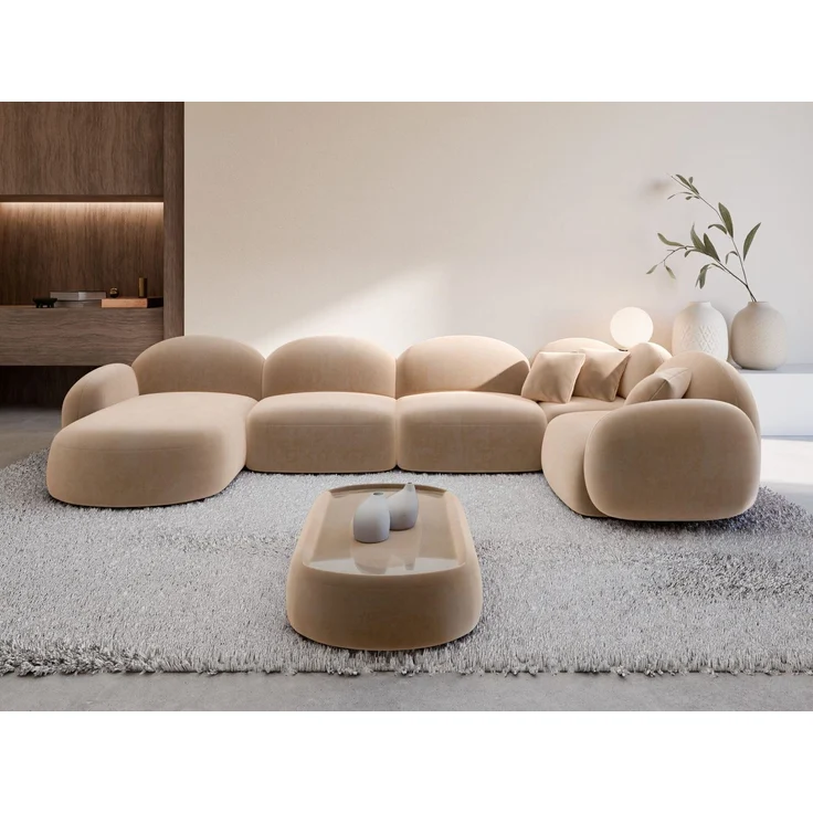 Sofa Dreams - Polster Wohnlandschaft Mirello XL U-Form - Samtstoff - Beige - Links – Bild 2