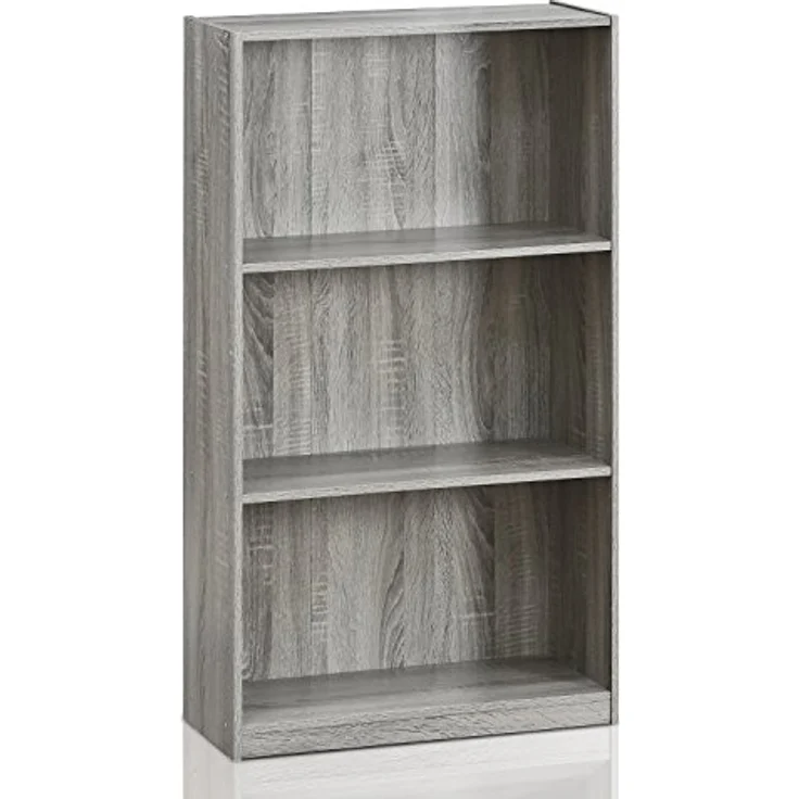 Furinno Basic Bücherregal mit 3 Fächern, Aufbewahrungsregal, holz, Französisches Eichengrau, 23. 49x23. 49x100. 33 cm – Bild 6