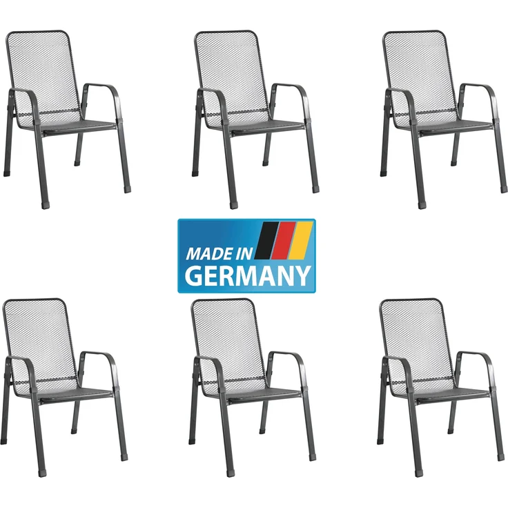 MFG Gartenstuhl wetterfest Stahl Mec-Stor stapelbar, 6 Stk. – Bild 1