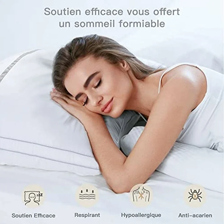 BedStory Kissen, 60x60 cm, 2 Stück, milbendicht und hypoallergen, aufblasbares Kissen mit Füllung aus 3D-Polyesterfaser, bequem und atmungsaktiv und kann als Sofakissen verwendet Werden – Bild 5
