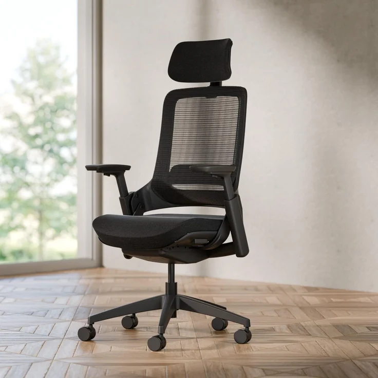 Ergotopia 'NextBack Pro' ergonomischer Bürostuhl mit integrierter Lordosenstütze, 3D Armlehnen & verstellbarer Kopfstütze, Schwarz – Bild 9