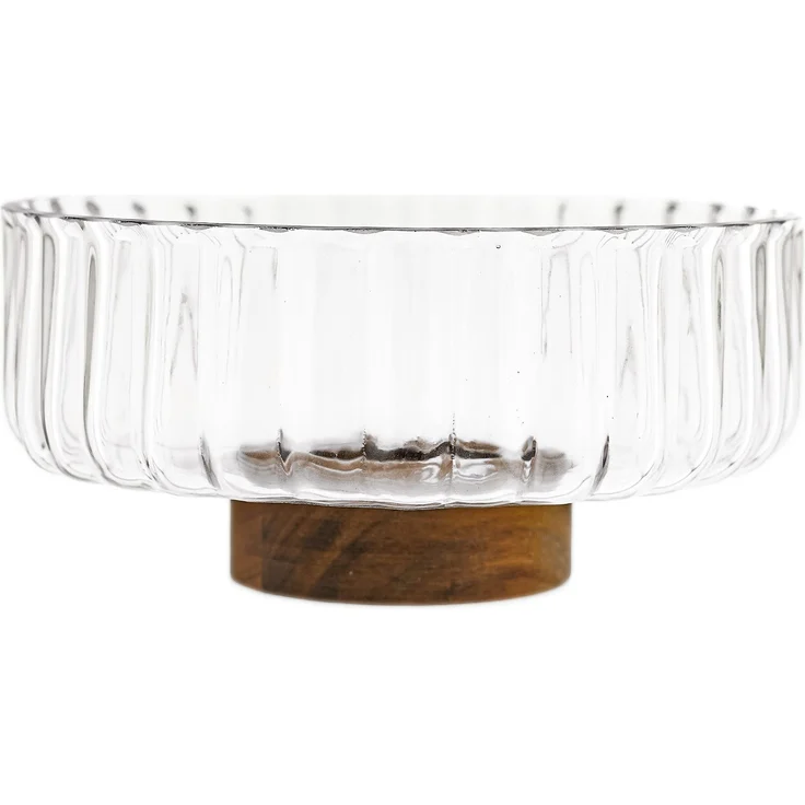 Luana Bowl Medio Glasschale mit Akazienholz - Servier- & Dekoschale, 21 x 9,5 cm – Bild 1
