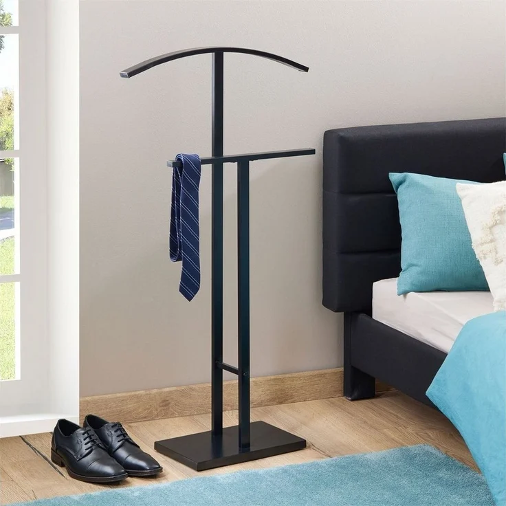 IDIMEX Herrendiener SCOTT, Stummer Diener mit Hosenbühel, Metall Damendiener Kleiderbügel schwarz – Bild 2