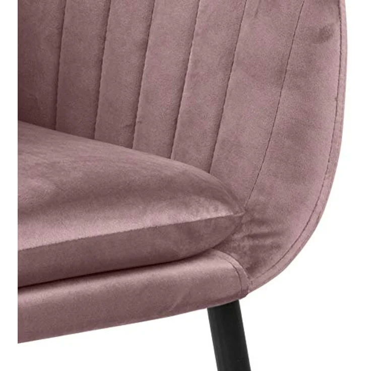 Selsey Emilia Velvet – Esszimmerstuhl Polsterstuhl Armlehne Schwarze Metallbeine Velours-Bezug in Rosa – Bild 4