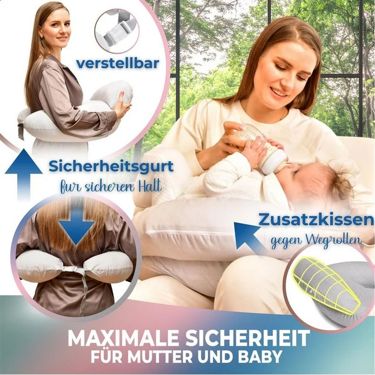 SEI Design Stillkissen Stillkissen mit verstellbarem Hüftgurt, entlastet Schultern und Nacken, mit Sicherheitsgurt, zusätzliches Kissen als Barriere – Bild 3