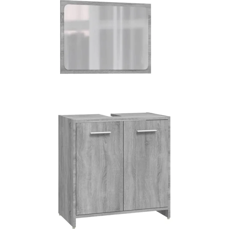 vidaXL 3-tlg. Badmöbel-Set Grau Sonoma Holzwerkstoff 3154407 – Bild 6