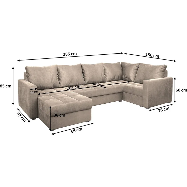 Masseno Ecksofa LORIVO mit Schlaffunktion U-Form, Sofa mit Bettkasten – Bild 2