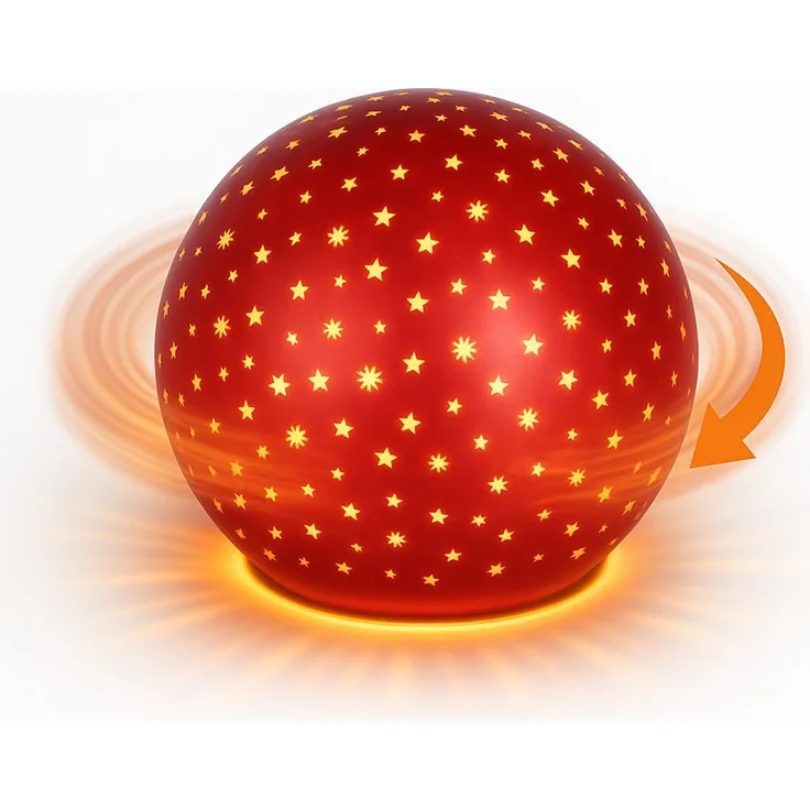 formano LED Deko-Kugel Drehend Rot 15 cm Glaskugel Timer 6h/18h Weihnachten Deko - mattes Farbglas mit Stern-Dekor - winterlichem Dekor - Herbst Winter Weihnachtsdeko für Tisch Regal Fensterbank