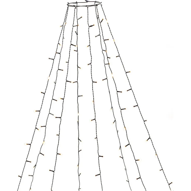 LED Baummantel Lichterkette - 8 Stränge á 30 bernsteinfarbene LED - Timer - L: 2,4m - außen