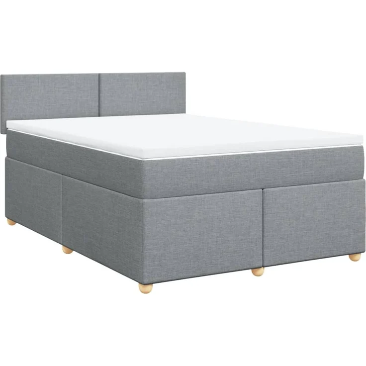 vidaXL Boxspringbett mit Matratze Hellgrau 140x200 cm Stoff 3288996 – Bild 3