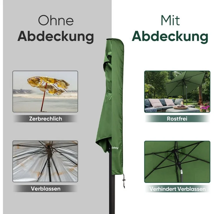 Sekey Sonnenschirm-Schutzhülle Sonnenschirm Schutzhülle Wasserdicht Abdeckung Abdeckhaube Schutzhaube – Bild 3
