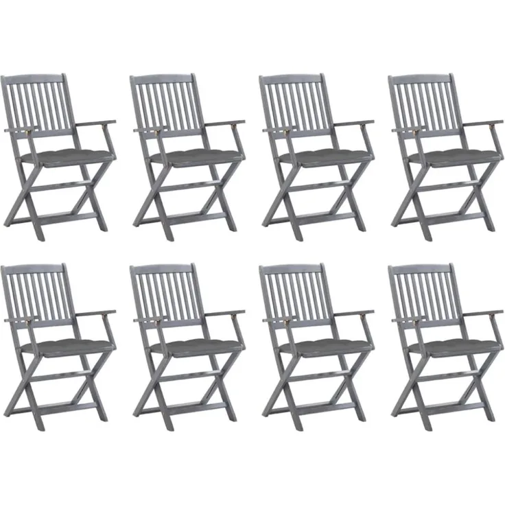 vidaXL Klappbare Gartenstühle 8 Stk. mit Kissen Massivholz Akazie 3078278