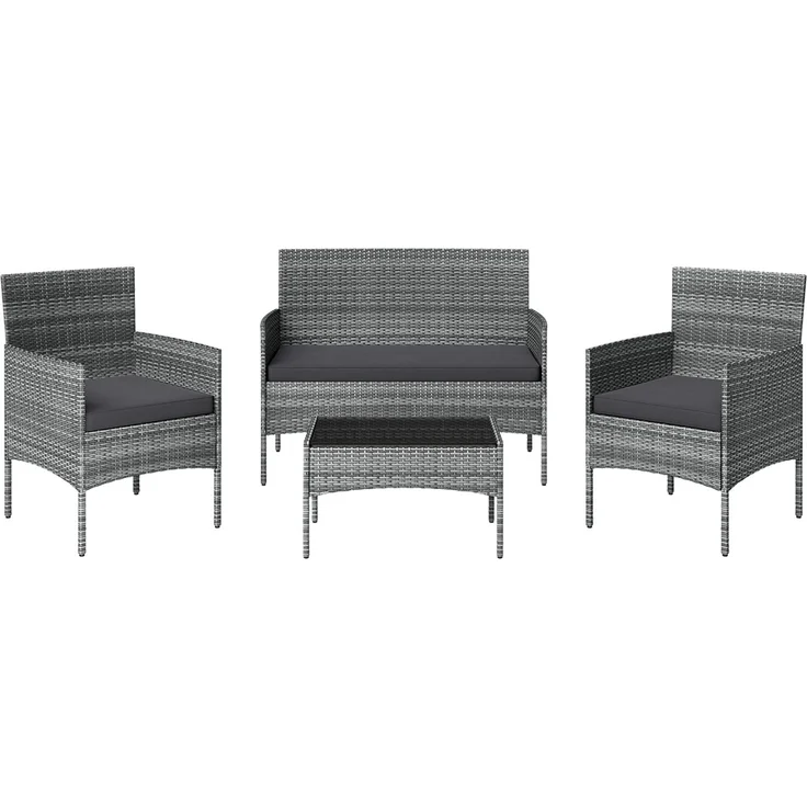 STEELSØN 'Thalora' Gartenlounge2 Set, 4-tlg. Sitzgruppe mit Sofa, 2 Stühlen und Tisch, inkl. Kissen, grau-meliert/anthrazit, aus Polyrattan – Bild 9