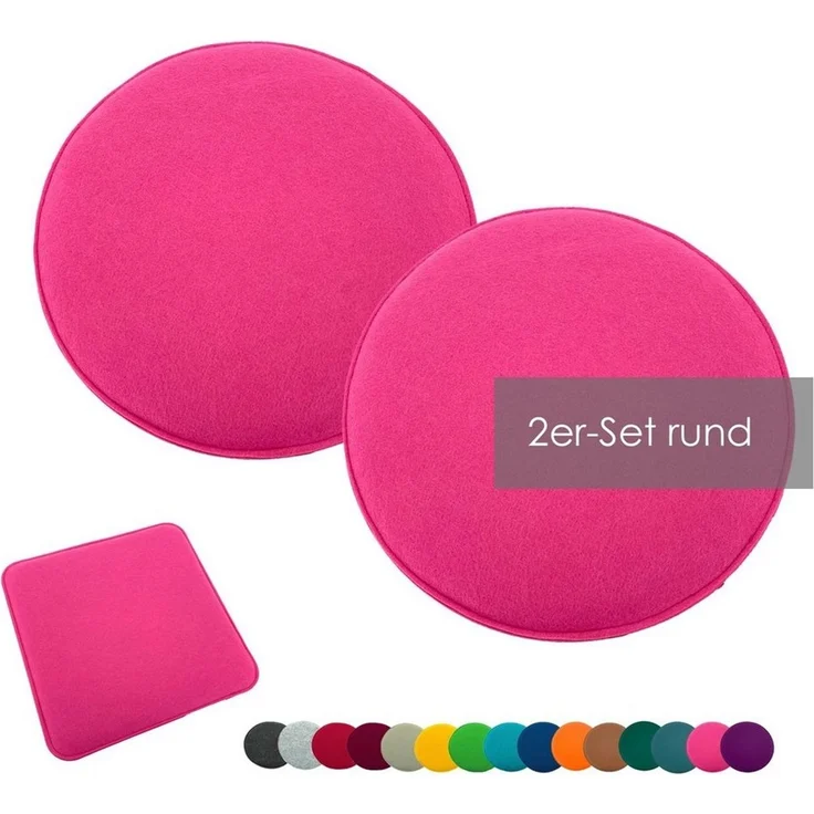 heimtexland ® Sitzkissen Set Filz Stuhlkissen Stuhlauflage Filzkissen Stuhl Polster Kissen Typ631 2er Set 35 x 35 cm Eckig Pink – Bild 5