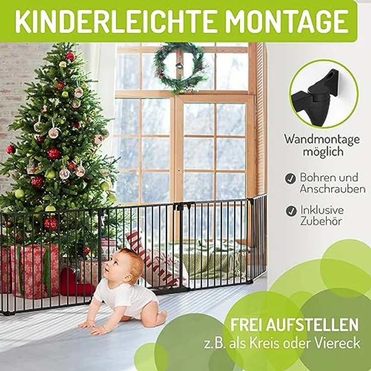 BOMI Kinderschutzgitter Kamin Milo XL 100-525 cm | Extrabreite Tür: 75 cm Durchgang & Feststellfunktion | Kaminabsperrung aus Metall | Ofen Schutz für Kinder freistehend | Kaminschutzgitter 4m – Bild 5