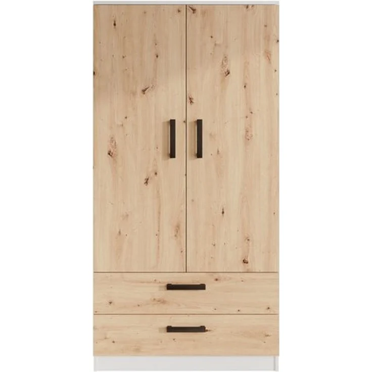 Beautysofa Kleiderschrank TREND 2-türig mit Selbsteinzug, Kleiderstange und 5 Einlegeböden (verschiedene Farben, mit oder ohne Schubladen) – Bild 4
