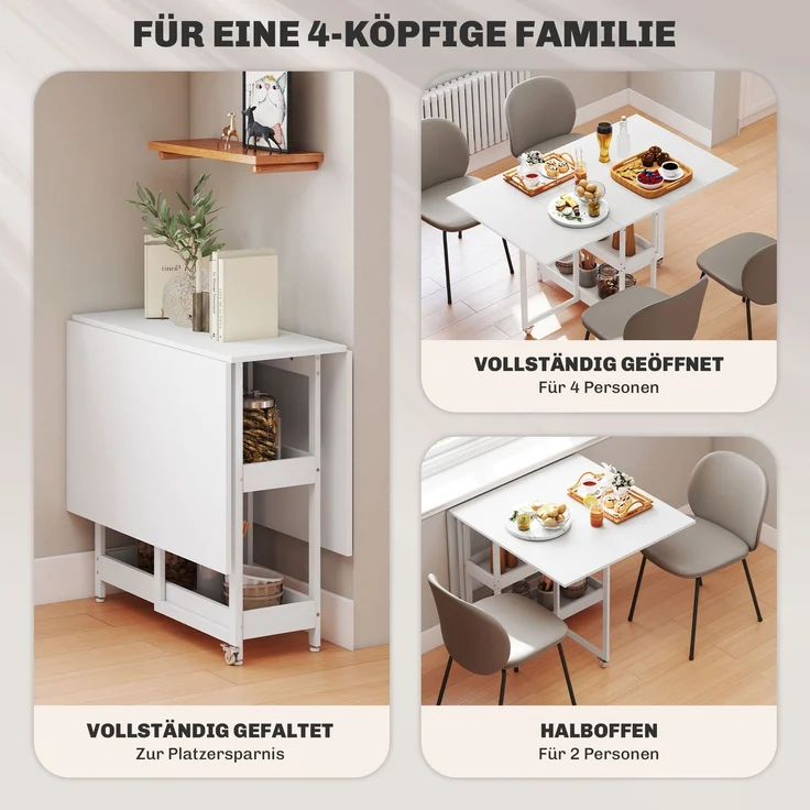 HOMCOM Esstisch, Spanplatte, Metall, Weiß, 133,4L x 80B x 75H cm – Bild 4