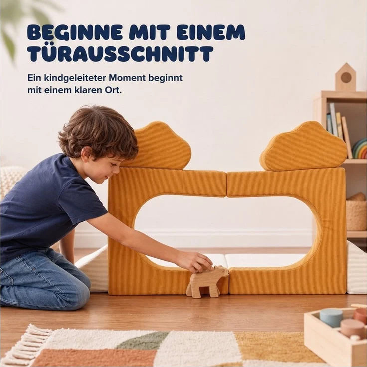 Jiexi Kindersofa Kindersofa Modular Spielsofa aus Cord Stoff Schaumstoff Couch – Bild 2