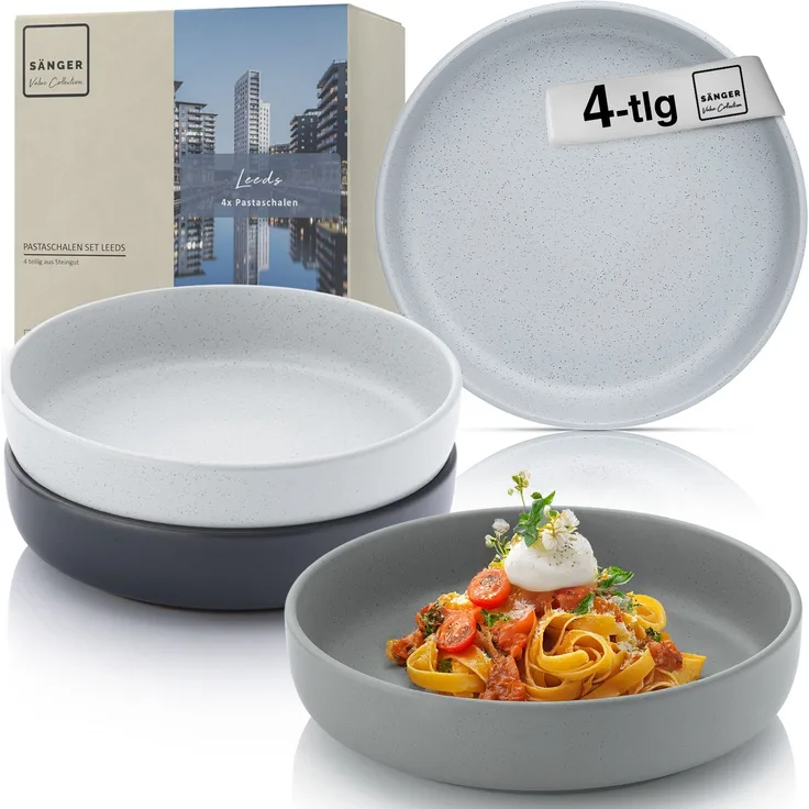 SÄNGER Steingut Pastaschalen Leeds 4 teilig