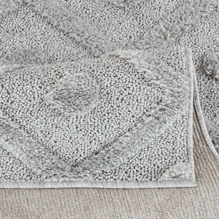 TaraCarpet Designteppich Designerteppich Tokio hoch-tief Struktur Rauten uni, rechteckig, Höhe: 20 mm, moderner scandi BOHO grau Wohnzimmer Schlafzimmer Flur 120x170 cm – Bild 3