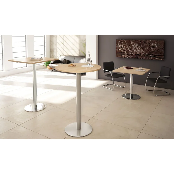 bümö Besprechungstisch, Esstisch klein, Tisch eckig 80x80 cm - kleiner Esstisch graphit, Rundtisch Esstisch 2 Personen mit Holz-Platte, Säule aus Metall in silber, Konferenztisch, Bistrotisch, STF88-G-S – Bild 9