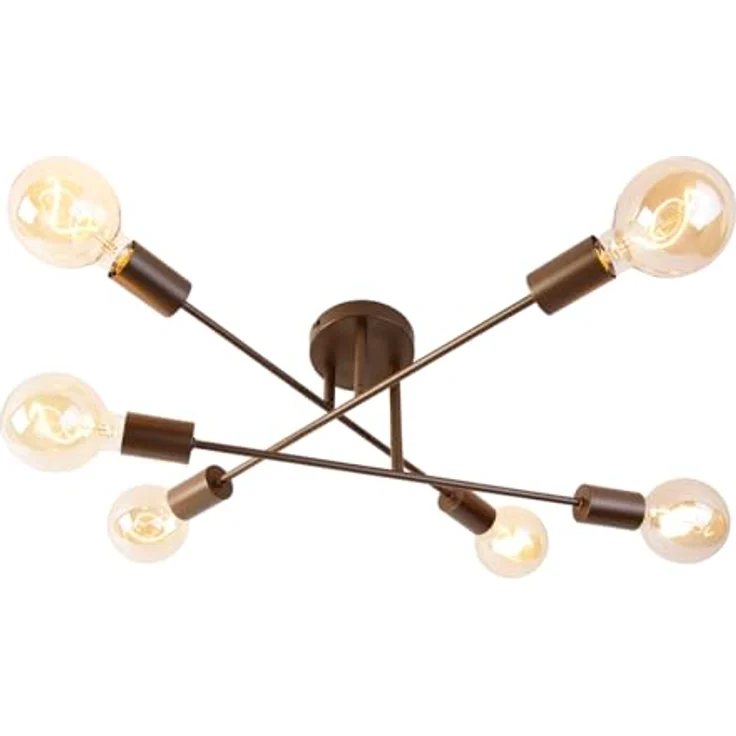 Qazqa Sydney Deckenleuchte, 6-flammig, dimmbar, dunkelbronze, 55 cm, ideal für Flur und Wohnzimmer – Bild 1