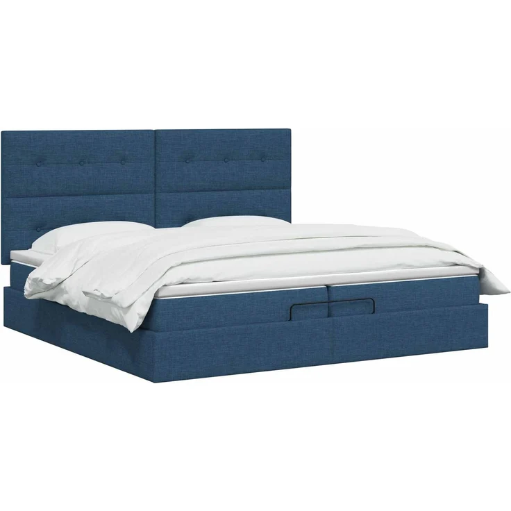 vidaXL Ottoman Bett mit Matratze mit Kopfteil Blau 200 x 200 cm Stoff 3457521 – Bild 3