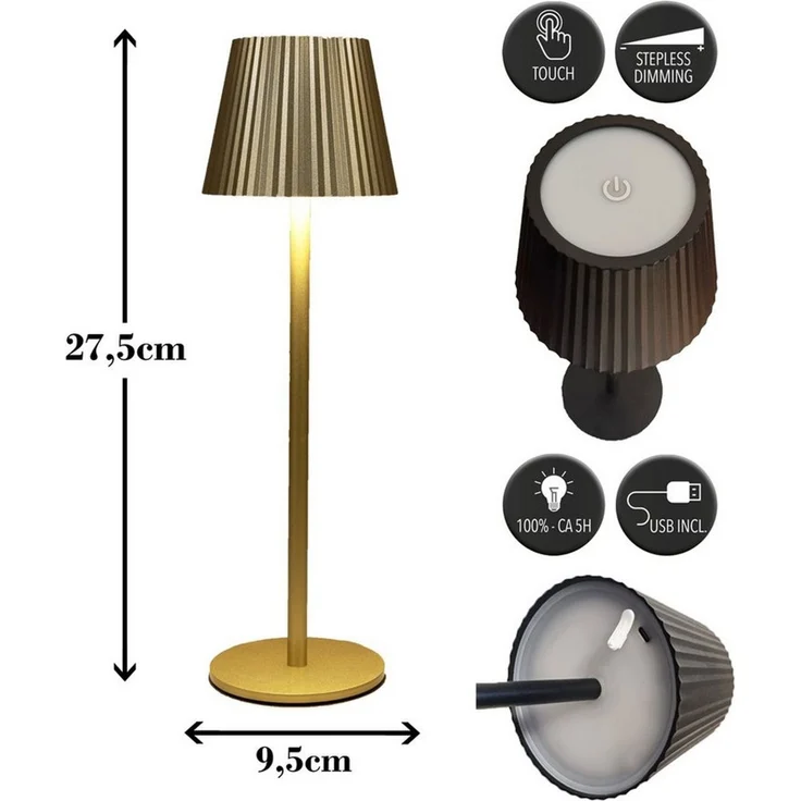 Coen Bakker Deco BV LED Außen-Tischleuchte Touch Tischlampe dimmbar mit Akku, In-/Outdoor, Touch-Funktion, LED fest verbaut, Kaltweiß, Warmweiß, Tageslichtweiß – Bild 3