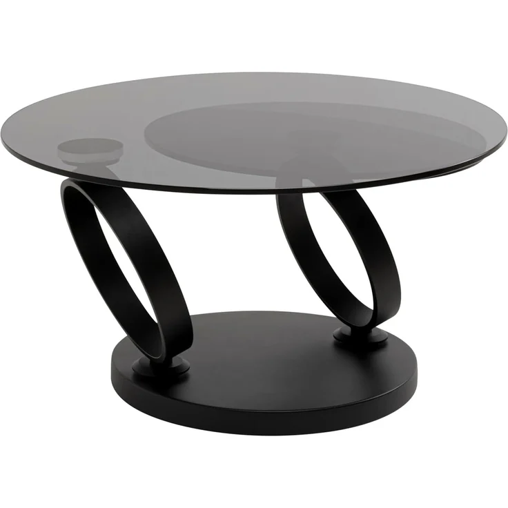 Kare Design Couchtisch Beverly Smoke, Schwarz, Beistelltisch, Glas Tischplatte, Stahlgestell, Drehbar, Wohnzimmer, 42 x 132 x 80 cm – Bild 3