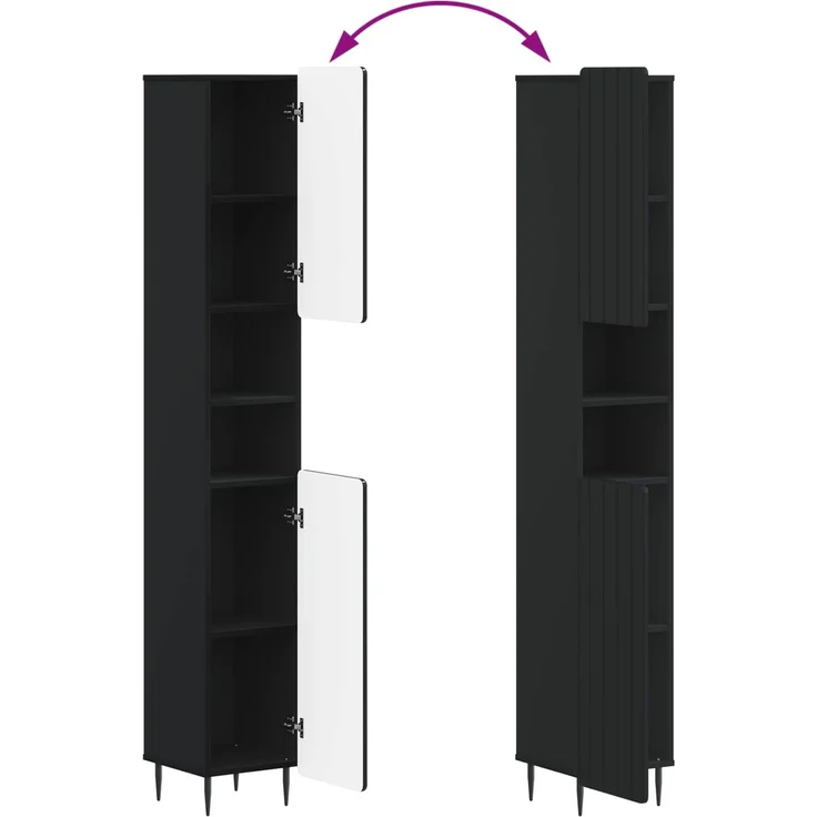 vidaXL 4-teiliges Badezimmer-Schrank-Set ZWOLLE Schwarz Holzwerkstoff 3417919 – Bild 9