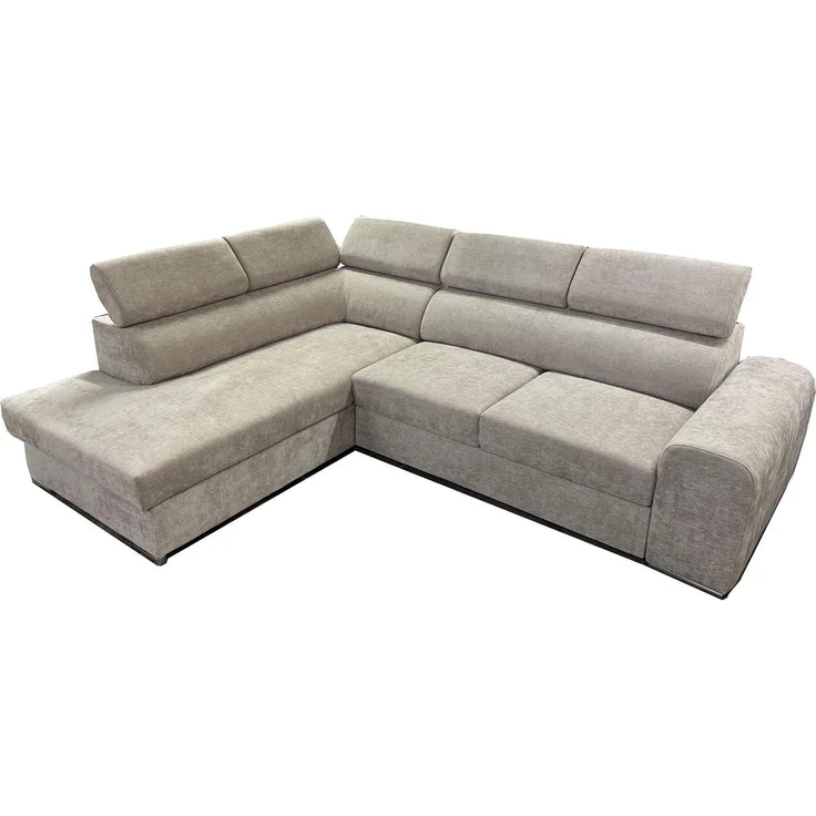 Wohnero24 Ecksofa PAVONE 4 208x263 cm – modernes Chenille Sofa Beige/Hellgrau mit Schlaffunktion 190x125 cm & Bettkasten, verstellbare Kopfstützen – Bild 7