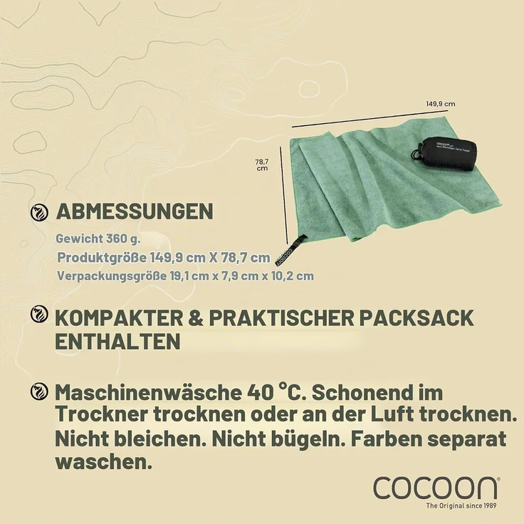 Cocoon TTE07-XL Mikrofaser Polyester Grün Monochromatisch XL 80% Maschinenwäsche – Bild 3