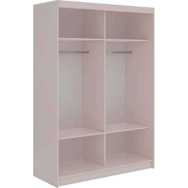 Schwebetürenschrank NAURU mit Lamellen-Optik, moderner Kleiderschrank, Breite 150 cm, inkl. Innenausstattung & Stauraum, Akustikpaneel-Design - Kaschmir und Schwarz – Bild 4