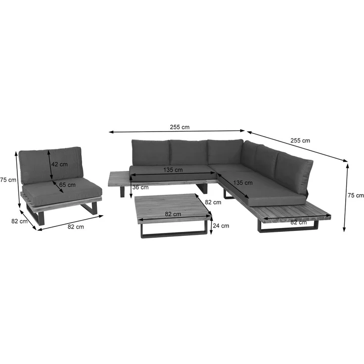 Garten-Garnitur mit Sessel HWC-H54, Lounge-Set Sofa, Spun Poly Akazie Holz FSC® Aluminium ~ hellbraun, Polster beige – Bild 3