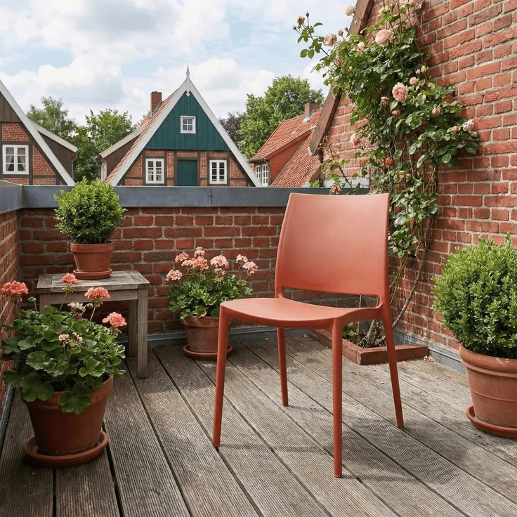 CLP Gartenstuhl Meton mit Lehne stapelbar wetterfest UV-beständig bis 150 kg,terracotta – Bild 3