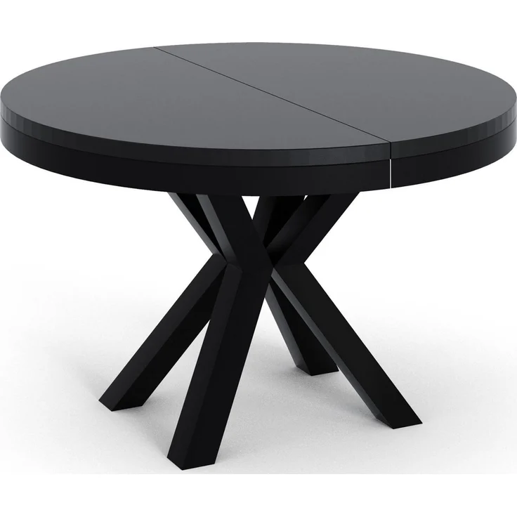 WFL GROUP Esstisch Clara im Loft-Stil rund ausziehbar mit schwarzen Metallbeinen (MADE IN EU, erhältlich in zwei Größen – 100/120 cm, ausziehbar auf 180/200 cm), platzsparender Industrial Tisch in Holzoptik für Wohnzimmer oder Küche – Bild 1