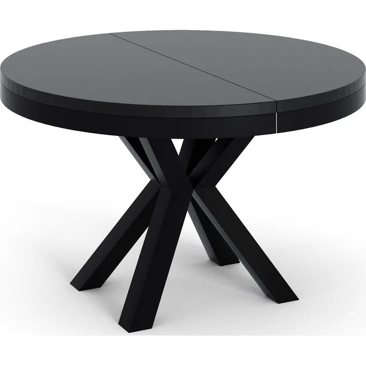 WFL GROUP Esstisch Clara im Loft-Stil rund ausziehbar mit schwarzen Metallbeinen (MADE IN EU, erhältlich in zwei Größen – 100/120 cm, ausziehbar auf 180/200 cm), platzsparender Industrial Tisch in Holzoptik für Wohnzimmer oder Küche