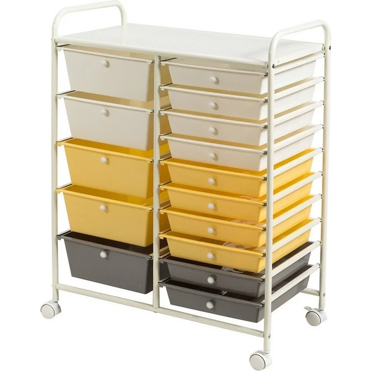 COSTWAY Rollcontainer, Bürocontainer mit 15 stapelbaren Schubladen & Rollen – Bild 5