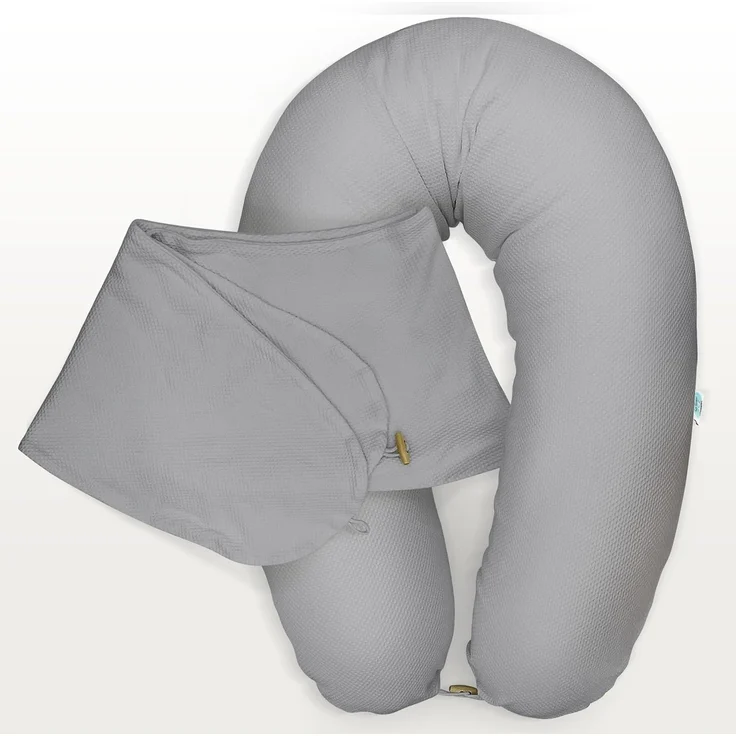 sei Design Stillkissenbezug 100% Baumwolle passend für Stillkissen XXL, Bezug für Schwangerschaftskissen, Seitenschläferkissen 190x30 cm, mit Reißverschluss, waschbar und Schadstoffgeprüft