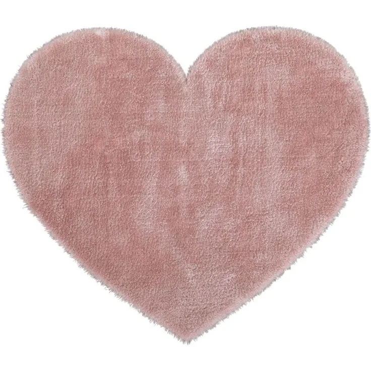 Kunstfellteppich Lambskin Herz, rosa, 70 x 80 cm