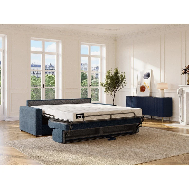 Vente-unique - CALITO - Schlafsofa - Plastik - Kunststoff (PVC), Metall - Blau - 214 x 223 x 85 cm – Bild 3