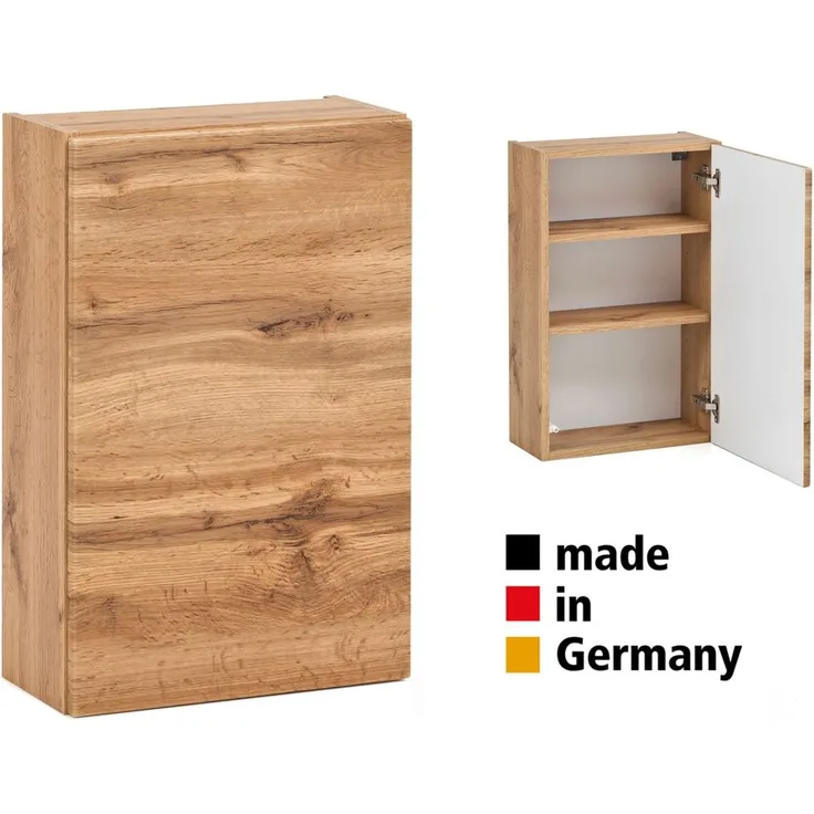 Hängeschrank Badezimmer 40 cm breit VIDAGO-03 in Wotan Eiche Nb. mit Push-to-Open Funktion, B/H/T: ca. 40/64/20 cm