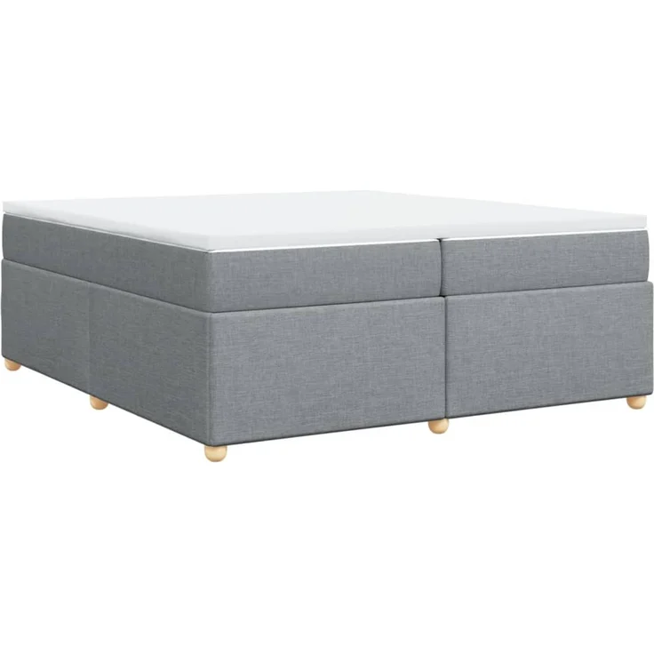 vidaXL Boxspringbett mit Matratze Hellgrau 200x200 cm Stoff 3285401 – Bild 9