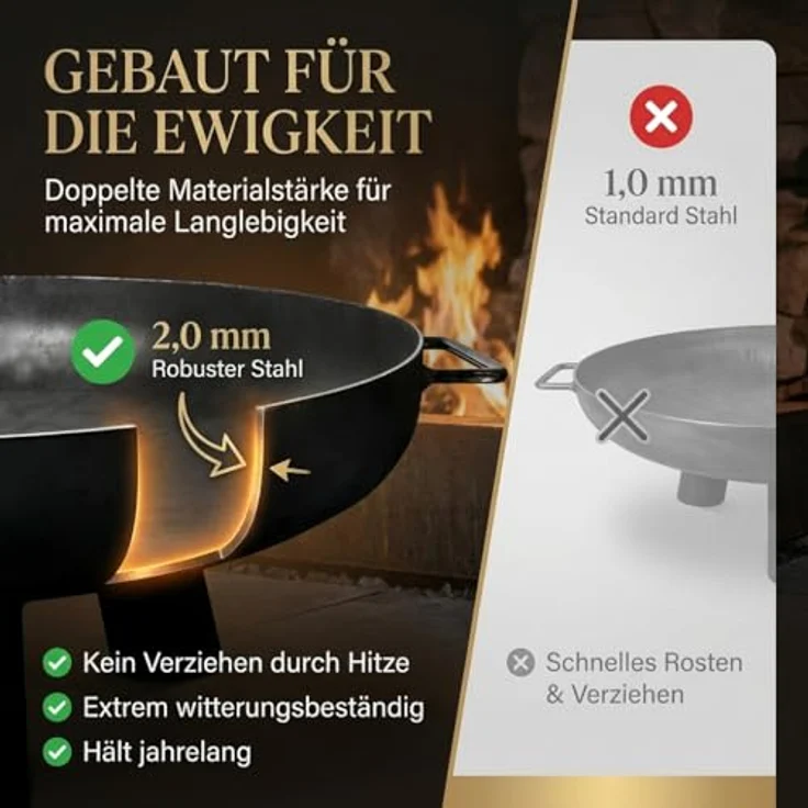 SOUK ONE Feuerschalen Kreta 80 cm, Feuerschale Feuerstelle für den Garten, Funkenschutz, Terrasse und Balkon, Feuertonne und Feuerkorb (Ø 80cm Kreta) – Bild 4