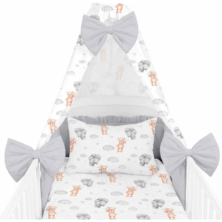 Amilian Babybettwäsche Set 7-teilig - Bettwäsche 100x135 - Kissenbezug 40x60 - mit Himmel, Vollstoffhimmel, 7 teilig, Komplett-Set für Babybett, Gitterbett - Kinderbettwäsche – Bild 4