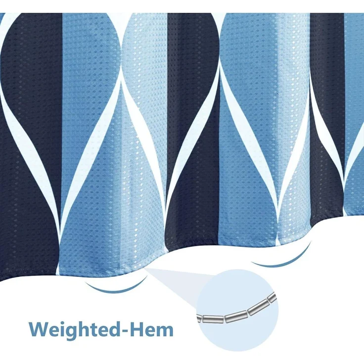 Geometrischer Duschvorhang Stoff Wasserdicht Anti-Schimmel Blau 182x182cm – Bild 5